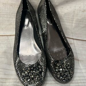 Calvin Klein Silver and Black ballet flat Rhinestone Women's Shoes 8.5